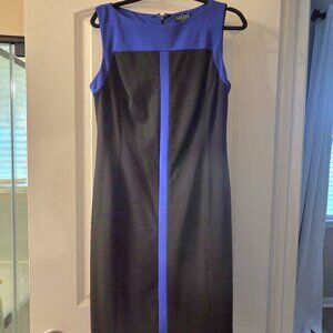 Ralph Lauren Sleeveless Boatneck Colorblocked Jersey Dress Black/Blue Sz 14